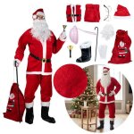 Costume pere noel adulte avec barbe bonnet & ceinture - 12 el - deguisement noel pour hommes - santa ...