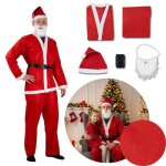 Costume pere noel adulte avec barbe bonnet & ceinture - 5 el 1 ver - deguisement noel pour hommes - santa ...