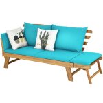 Costway 3 en 1 canapé lit de jardin convertible fsc en bois d?acacia - 2 places charge 320kg coussins ... Costway 3 en 1 canapé lit de jardin convertible fsc en bois d?acacia - 2 places charge 320kg coussins ...
