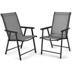 Costway lot de 2 chaises de jardin pliantes avec accoudoir dossier haut cadre en m�tal charge 100 kg ...