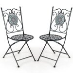 Costway lot de 2 chaises de jardin pliantes en métal - dossier décoratif à motifs mosaïque patins antidérapant ... Costway lot de 2 chaises de jardin pliantes en métal - dossier décoratif à motifs mosaïque patins antidérapant ...
