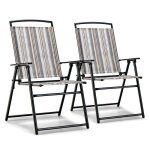 Costway lot de 2 chaises de jardin pliantes en textilène et métal charge 150kg fauteuil de jardin pour ... Costway lot de 2 chaises de jardin pliantes en textilène et métal charge 150kg fauteuil de jardin pour ...