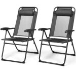 Costway lot de 2 chaises de jardin pliantes en tissu oxford avec appuie - tête fauteuil d?extérieur réglables ... Costway lot de 2 chaises de jardin pliantes en tissu oxford avec appuie - tête fauteuil d?extérieur réglables ...