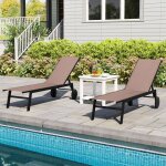 Costway lot de 2 bain de soleil avec roulettes dossier r�glable en 6 positions textil�ne pour piscine ...