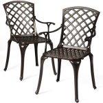 Costway lot de 2 chaises de jardin en fonte daluminium 52 � 49 � 94 cm patins r�glables support� 110 ...