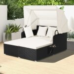 Costway 2 places lit canap� de jardin en rotin avec baldaquin r�tractable 2 panneaux lat�raux pliables ...
