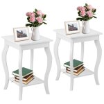 Costway lot de 2 tables dappoint bout de canap 2 niveaux avec patins antidrapants pour chambre salon ...