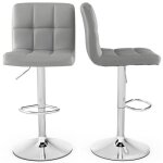 Costway lot de 2 tabourets de bar en cuir pu hauteur du si�ge r�glable 65 - 85 cm avec dossier sur�lev� ...