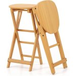 Costway 2 tabourets de bar pliants en bambou repose - pieds et poignes 36 x 33 x 61 cm - sans assemblage ...