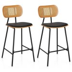 Costway lot de 2 tabourets de bar en rotin hauteur du sige 655 cm chaises de salle  manger sans accoudoirs ...