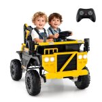 Costway 24v tracteur pour enfant avec jouet pelle t�l�commande musique led volant klaxon d�marrage progressif ...