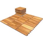 Costway 27 dalles terrasse ext�rieur 30 x 30 cm bois dacacia clipsables et embo�tables caillebotis pour ...