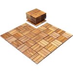 Costway 27 dalles terrasse ext�rieur 30 x 30 cm en bois dacacia clipsables et embo�tables caillebotis ...