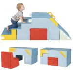 Costway 3 en 1 jouets descalade pour enfants vec toboggan et �chelles blocs en mousse housses en velours ...