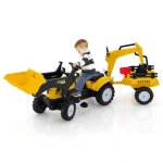 Costway 3 en 1 tracteur pour enfant avec 6 roues jouet pelle remorque amovible avec volant klaxon 3  ...