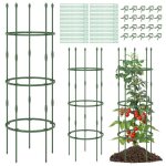 Costway lot de 3 treillis ob�lisque de jardin 3 hauteur r�glable support cage � tomates 2 en 1 pour plantes ...
