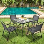 Costway lot de 4 chaises pliantes de jardin en tissu respirant - dossier et accoudoirs - charge 150 kg ... Costway lot de 4 chaises pliantes de jardin en tissu respirant - dossier et accoudoirs - charge 150 kg ...