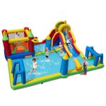 Costway 9 - en - 1 ch�teau gonflable toboggan aquatique pour enfant 3 - 12 ans 500 x 410 x 190 cm - mur ...