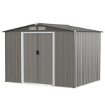 Abri de jardin ext�rieur en acier galvanis� 474m�246 x 193 cm costway - fondation4 persiennesdouble porte ...