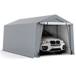Costway abri voiture tente de stockage 29 x 49 x 245m en acier galvanis porte zippe conception impermable ...