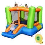 Costway aire de jeux gonflable avec gonfleur 480w trampoline grand trampoline et toboggan pour enfants ...