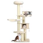 Costway arbre � chat 197cm avec 2 hamac perchoir poteaux � griffer et niche tour de jeux pour chats avec ...