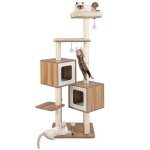 Costway arbre à chat en bois 163cm avec 3 plateformes 2 niches 3 balles griffoirs en sisal perchoir coussins ... Costway arbre à chat en bois 163cm avec 3 plateformes 2 niches 3 balles griffoirs en sisal perchoir coussins ...