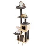 Costway arbre à chat en bois 175cm avec coussins détachables et niche tour de jeu pour chat avec poteaux ... Costway arbre à chat en bois 175cm avec coussins détachables et niche tour de jeu pour chat avec poteaux ...