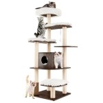 Arbre à chat xxl en bois - costway - 179cm - coussins amovibles - poteaux en sisal - dispositif anti ... Arbre à chat xxl en bois - costway - 179cm - coussins amovibles - poteaux en sisal - dispositif anti ...