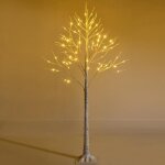 Costway arbre artificiel 150cm bouleau blanc chaud flexible 72 lumineux led int�rieur base plastique ...