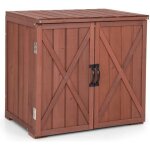 Costway armoire abri de jardin en bois de sapin massif avec doubles portes et poignes pratiques 77 x ...