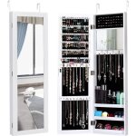 Costway armoire  bijoux murale meuble  bijoux suspendue accroche  la porte blanche 315 x 85 x 110cm ...