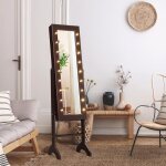 Costway armoire � bijoux sur pied avec 18 led angle r�glabledoublure en velours doux 35 � 315 x 145 cm ...