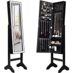 Costway armoire  bijoux sur pied 2 en 1 rangement pour cosmtiques avec miroirs style romantique blanc ...