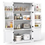 Costway armoire de chambre avec 4 portes 6 niveaux �tag�res r�glables en 5 positions pour cuisine salle ...