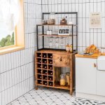 Costway armoire de cuisine avec casier � vin & tiroir support de bar � 4 niveaux support de four � micro ...