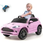 Costway aston martin voiture �lectrique 12v / 45 ah pour enfants 3 - 8 anst�l�commande 2. 4g 2 moteur ...
