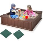 Costway bac � sable en hdpe - 1235 x 1235 x 315 cm (l x l x h) avec couvercle en oxford et doublure de ...