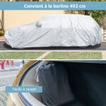 Costway bche voiture exterieur avec porte  fermeture clair bandes rflchissantes et sac de rangement ...
