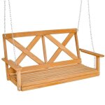 Costway balancelle de jardin en bois peinture impermable 2 personnes chanes rglables 190 - 210cm charge ...