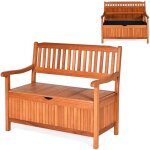 Costway banc de jardin 2 places 107 x 59 x 90 cm en bois deucalyptus avec compartiment de rangement pour ...