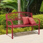Costway banc de jardin 2 - 3 places fer + acier rsistant aux intempries style contemporain banquette ...