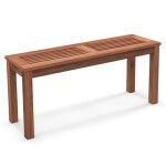 Costway banc de jardin sans dossier en bois - sige  lattes 2 places - 100x305x47 cm - banquette intrieur ...