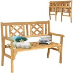Costway banc de jardin en teck pliable bois 120x56x90 cm à 2 places dossier incurvé et accoudoirs pour ... Costway banc de jardin en teck pliable bois 120x56x90 cm à 2 places dossier incurvé et accoudoirs pour ...