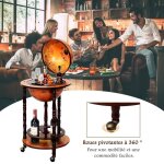 Costway bar globe terrestre vintage mappemonde en bois deucalyptus porte - bouteilles minibar roulant ...