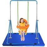 Costway barre de gymnastique extensible enfants avec tapis de gymnastique pliable structure triangulaire ...