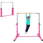 Costway barre de gymnastique pliable pour enfants � roulette 13 positions r�glables en hauteur 90 - 150 ...