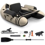 Costway bateau de pche gonflable - accessoire complet - bretelle rglable - poches de rangement - support ...