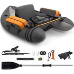 Costway bateau de pche gonflable - accessoire complet - bretelle rglable - poches de rangement - support ...