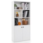 Costway biblioth�que � 5 niveaux avec 2 portes cubes ouverts et �tag�re r�glable pour salon chambre bureau ...